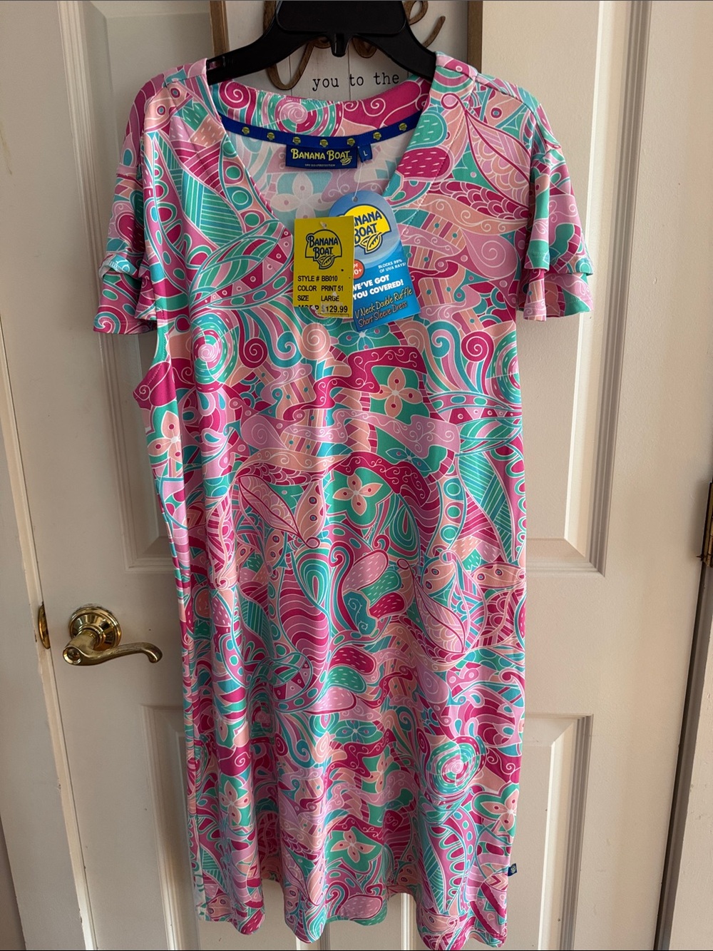 Banana Republic Pink & Teal Paisley Midi Dress